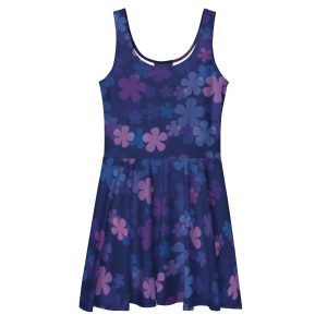 Midnight Retro Floral Pattern Skater Dress