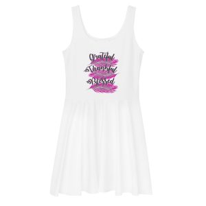 Grateful Thankful Blessed Pink Skater Dress