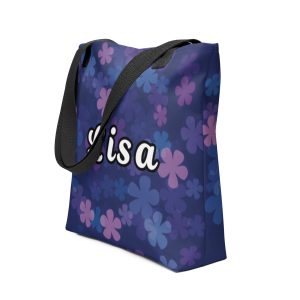 Midnight Retro Floral Pattern Tote bag