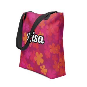 Custom Name Retro Floral Tote bag