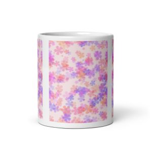Pink and Purple Flowers White glossy mug