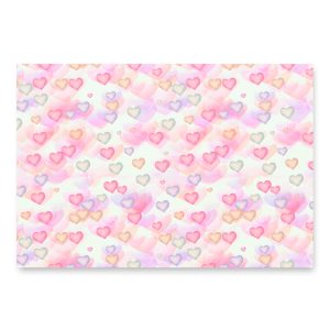 Watercolor Hearts Wrapping Paper - Matte Finish - Set of 3 Sheets