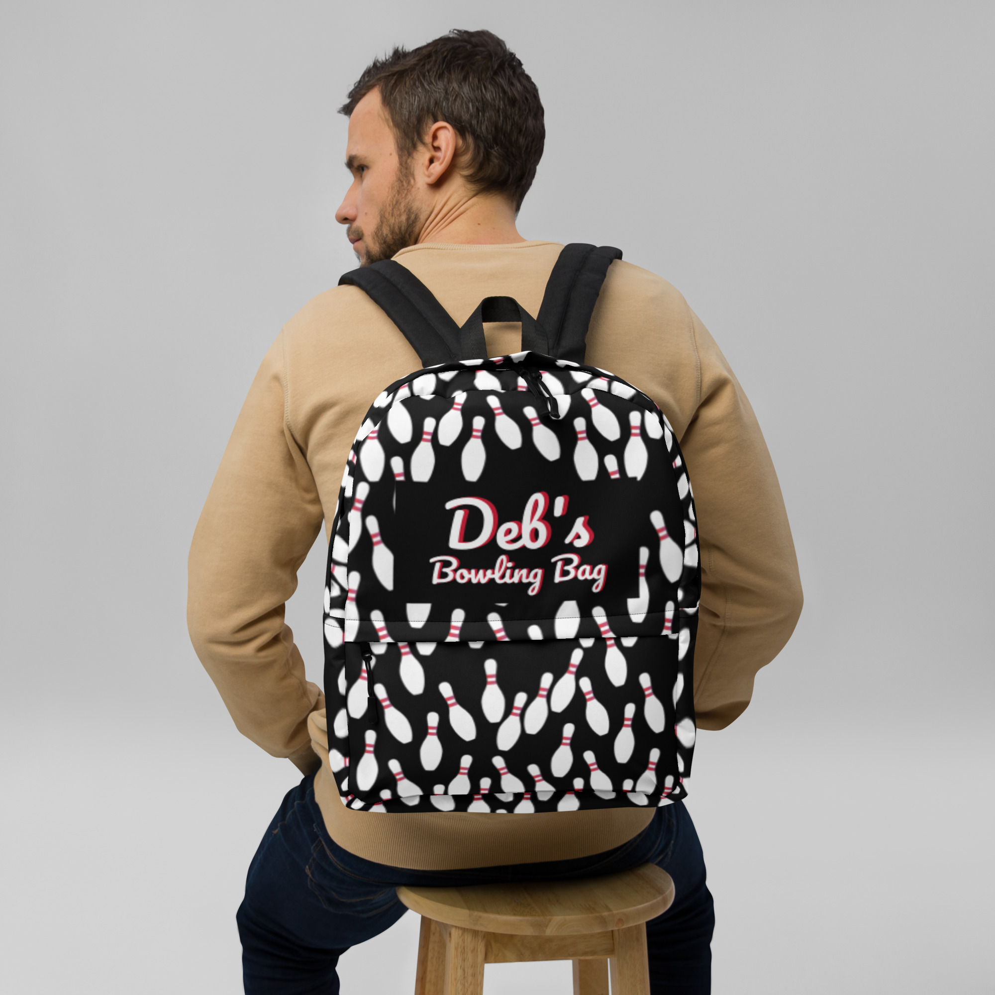 Personalized Bowling Pin Backpack - Image 2