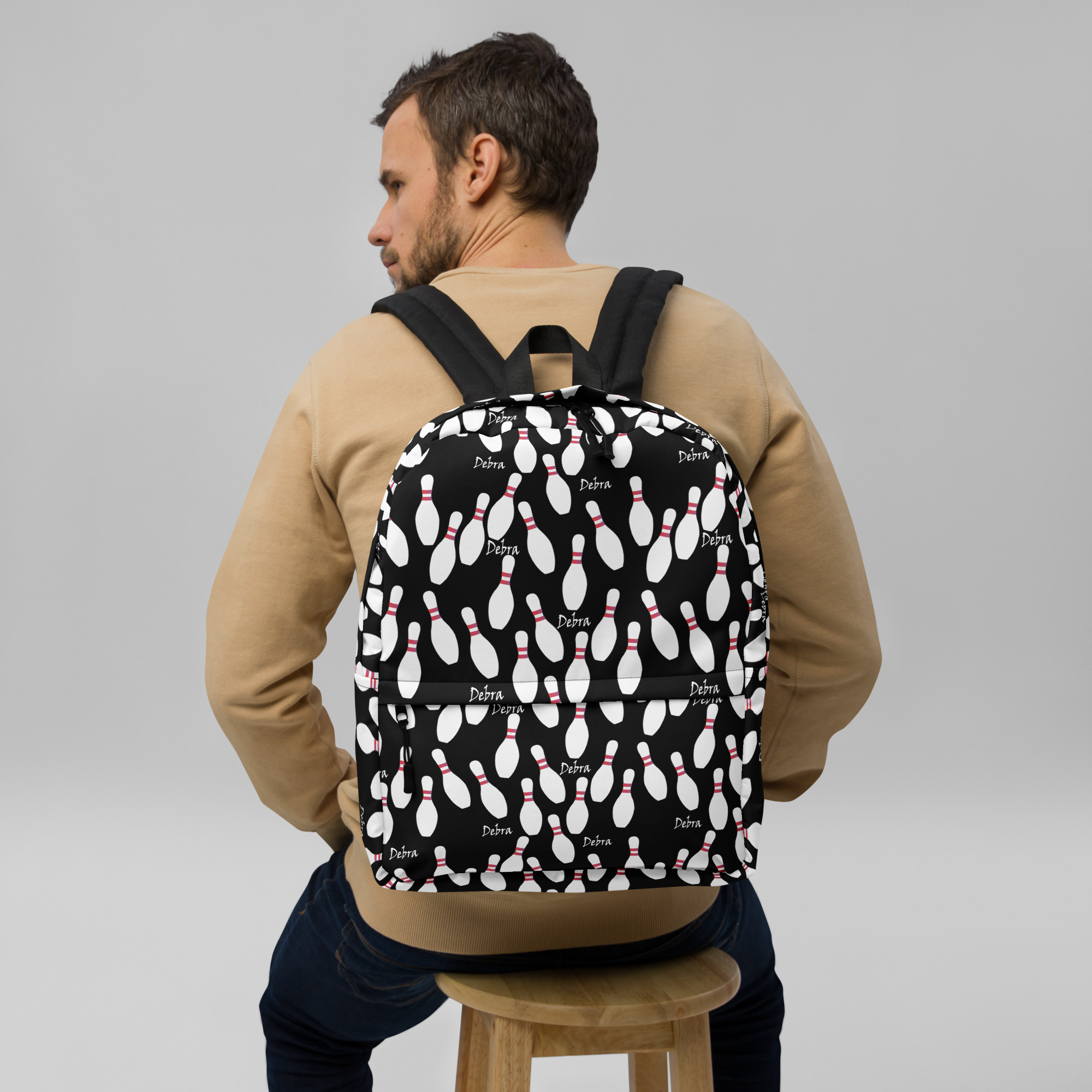 Custom Name Bowling Pin Backpack - Image 2