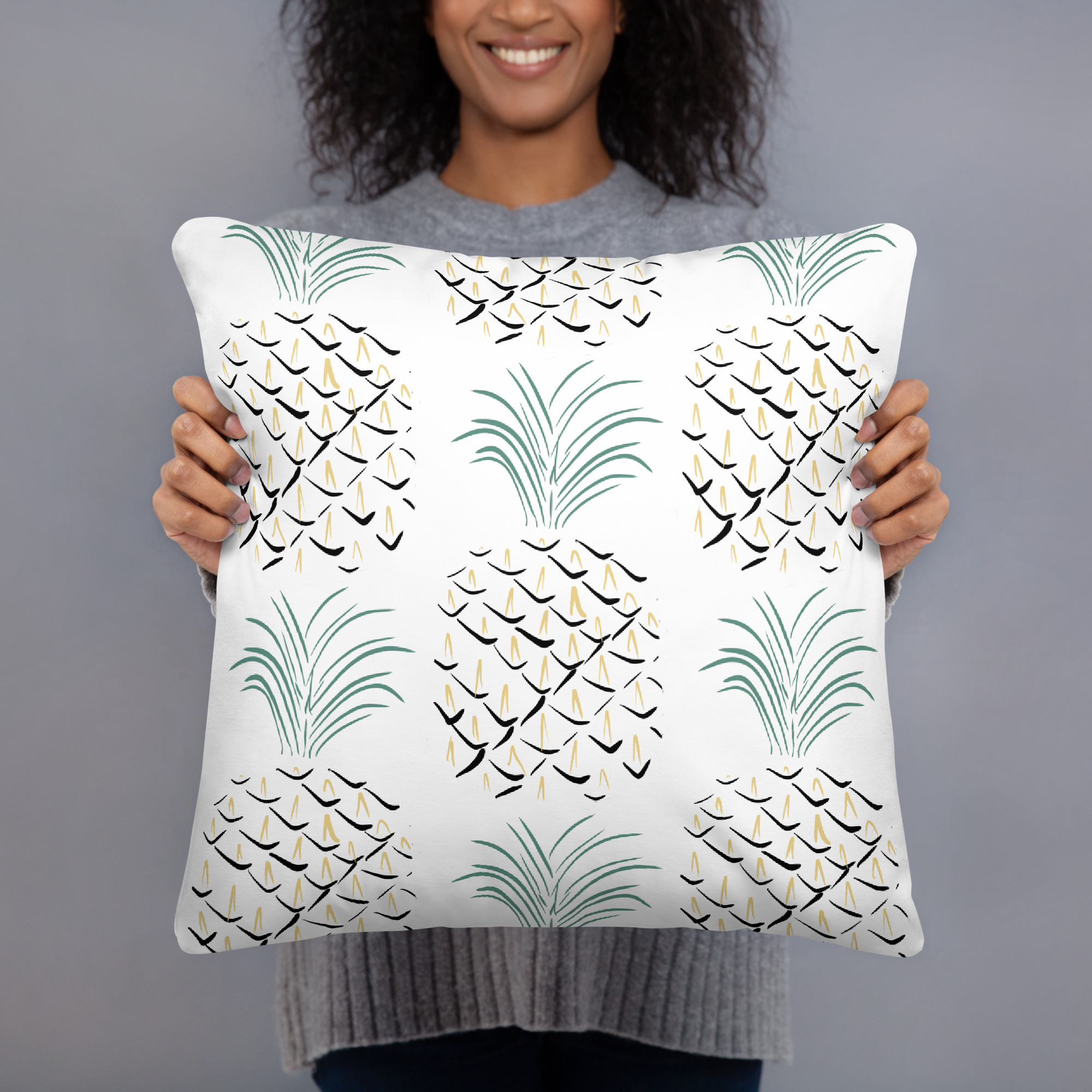 Pineapple Abstract Art Basic Pillow - Image 3