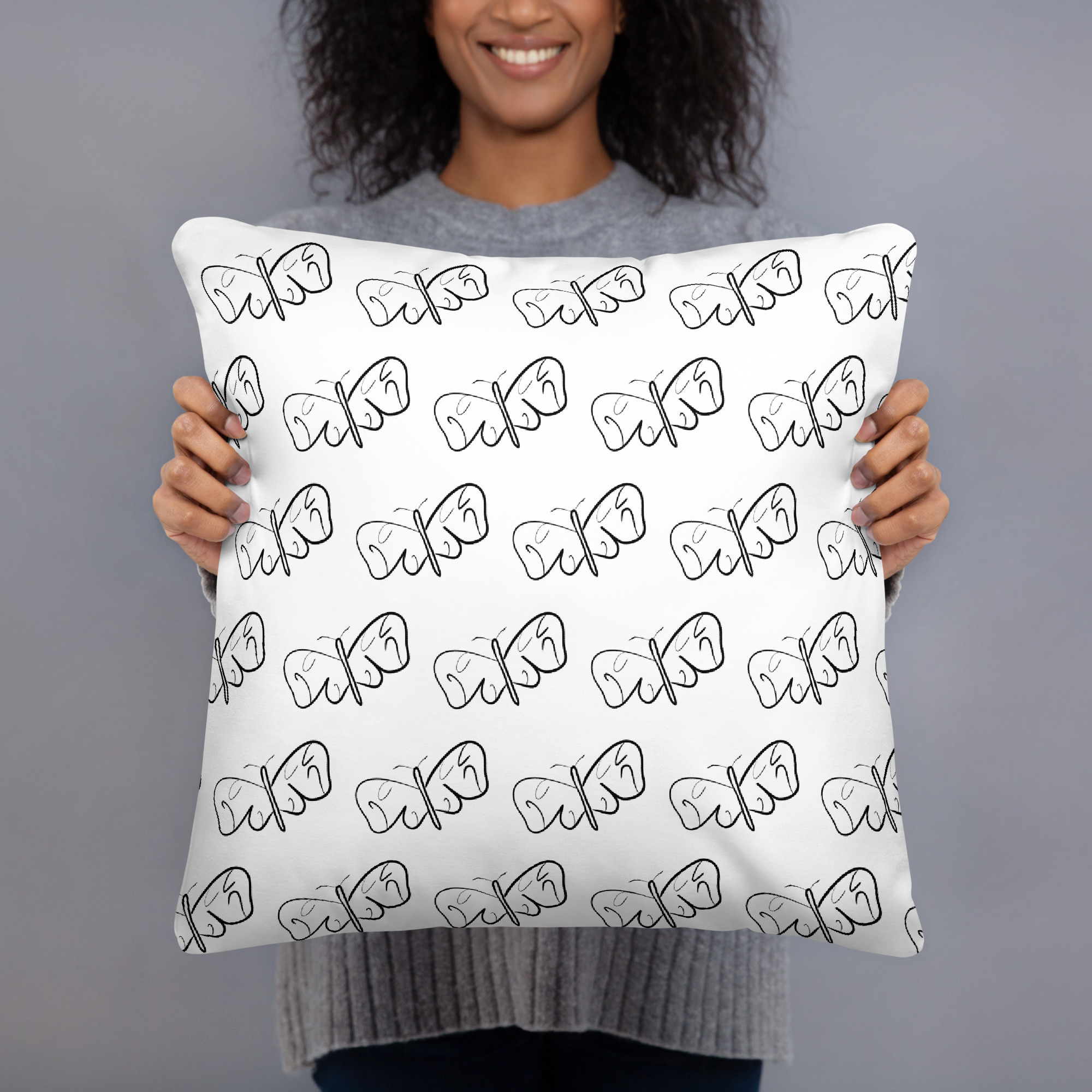 Black and White Butterfly Basic Pillow - Image 3