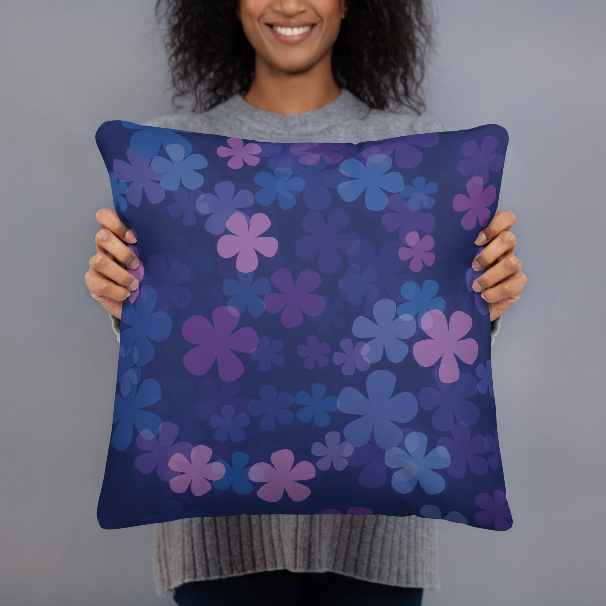 Midnight Retro Floral Basic Pillow - Image 2