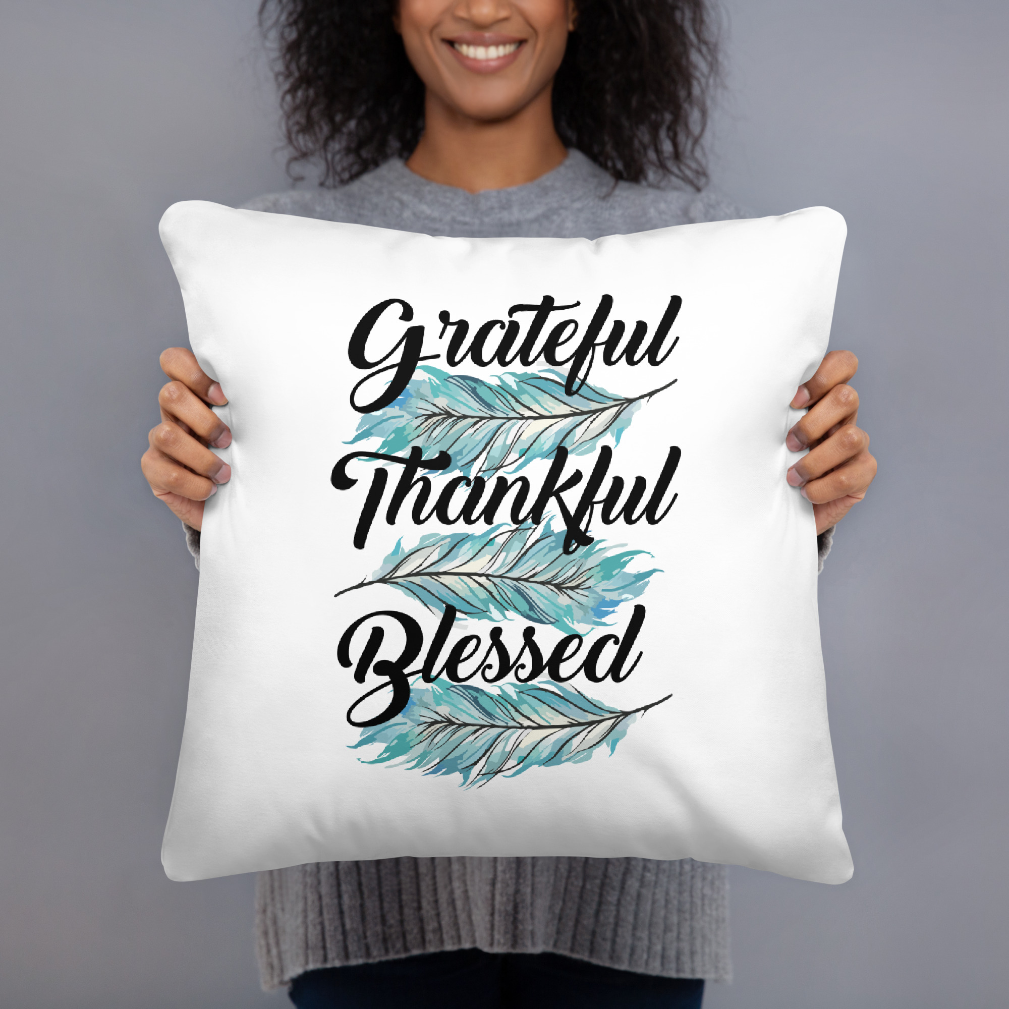 Thankful Grateful Blessed Basic Pillow - Image 2