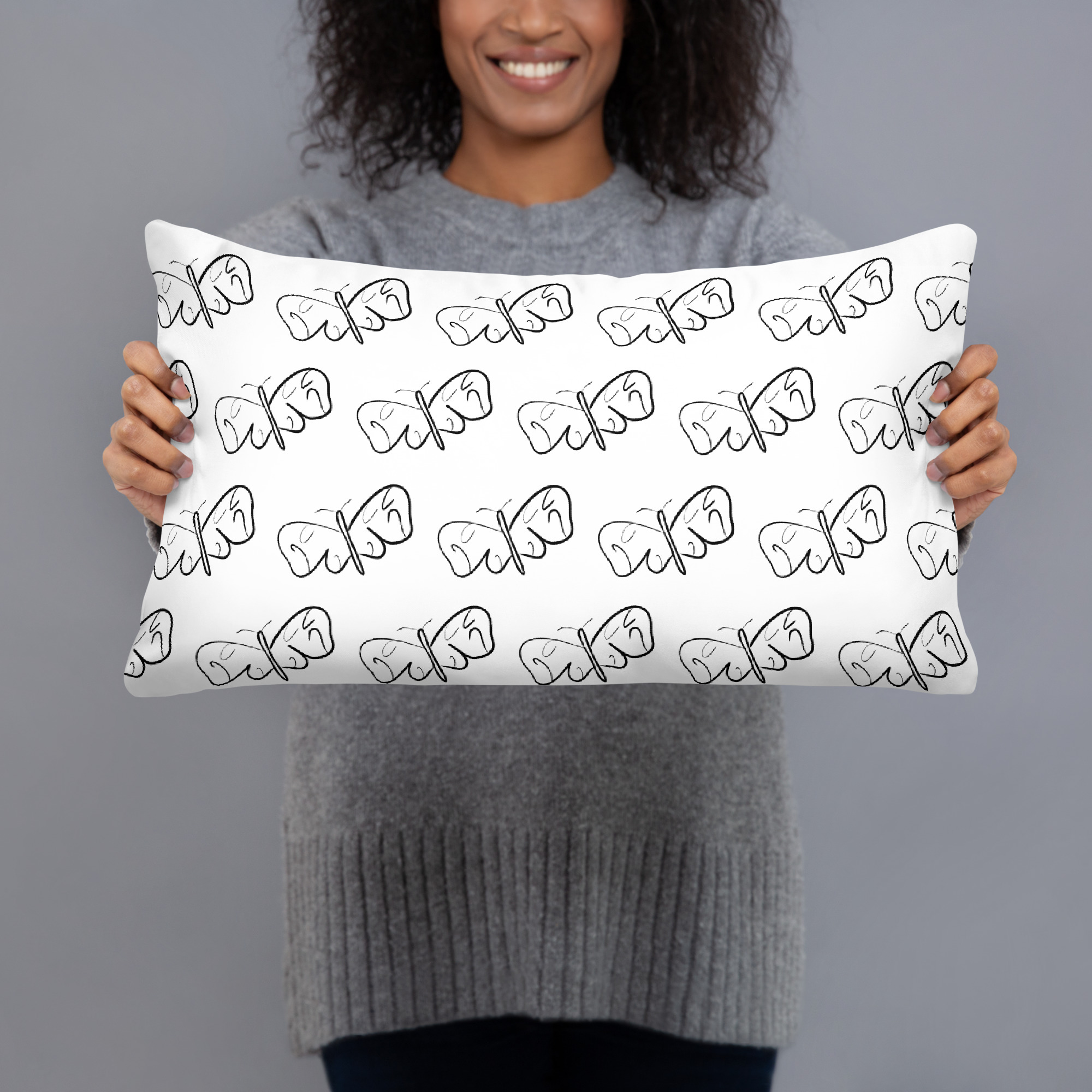 Black and White Butterfly Basic Pillow - Image 4