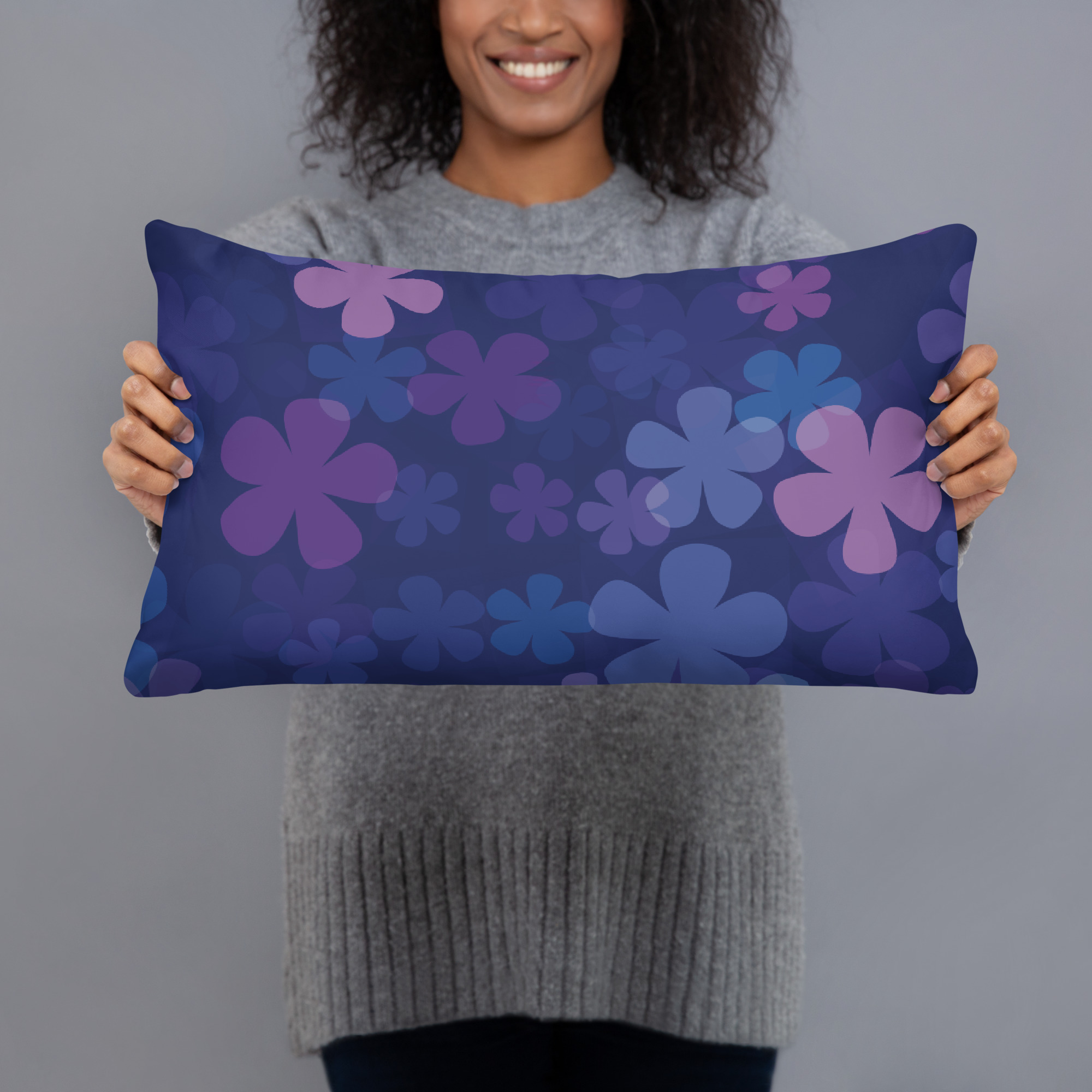 Midnight Retro Floral Basic Pillow - Image 3