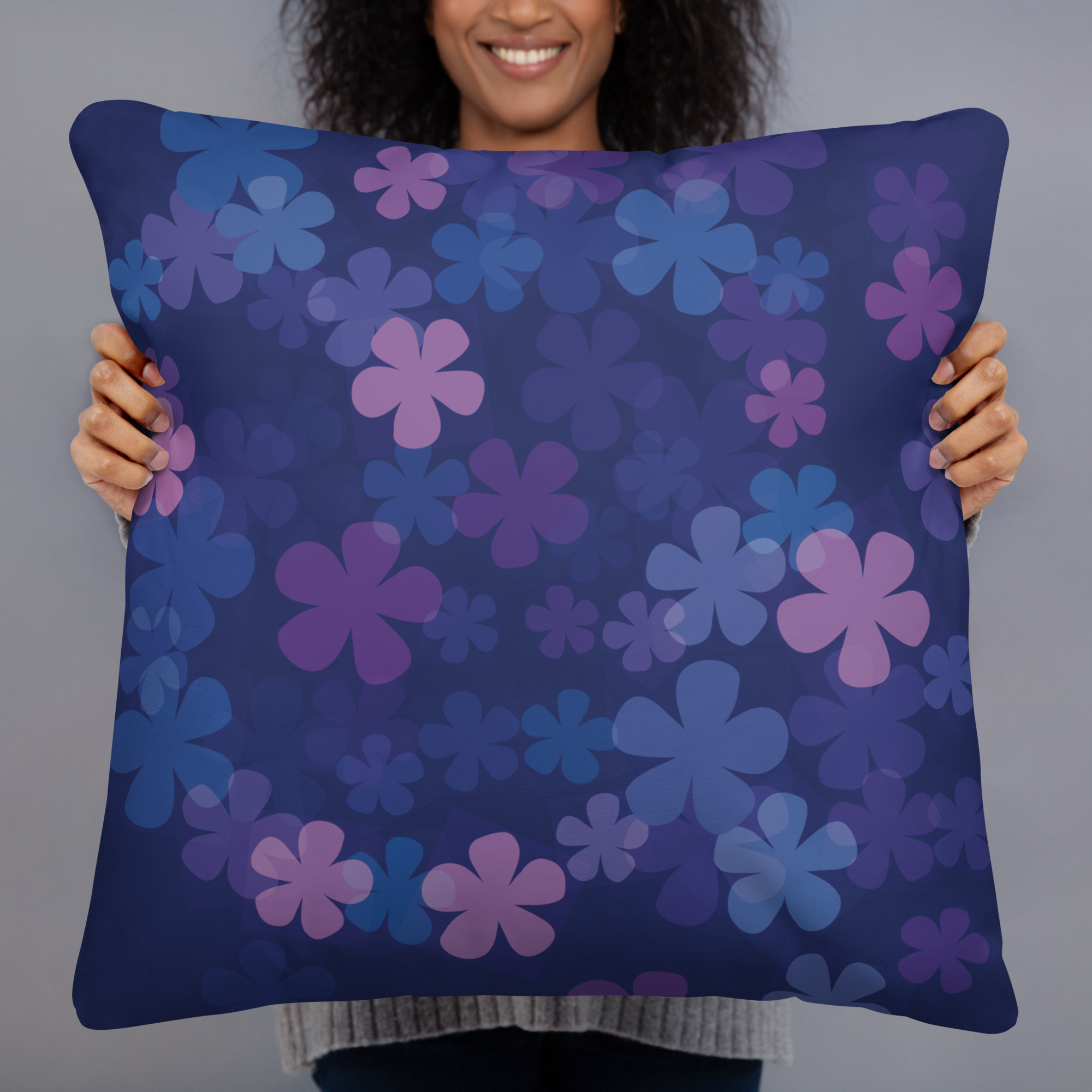 Midnight Retro Floral Basic Pillow - Image 6