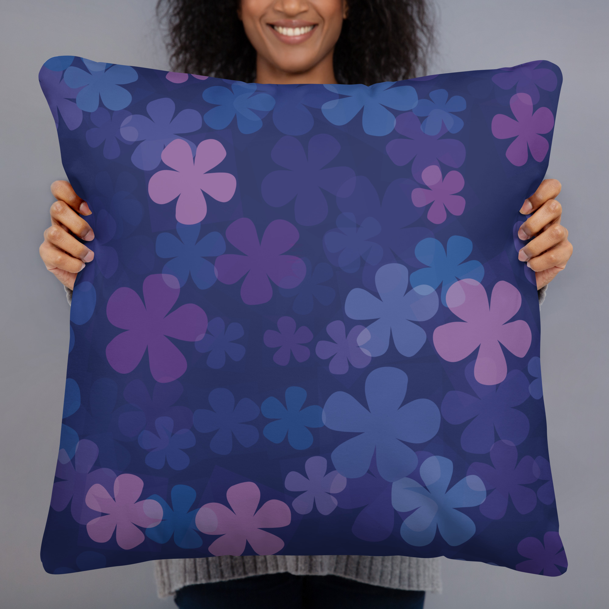 Midnight Retro Floral Basic Pillow - Image 5