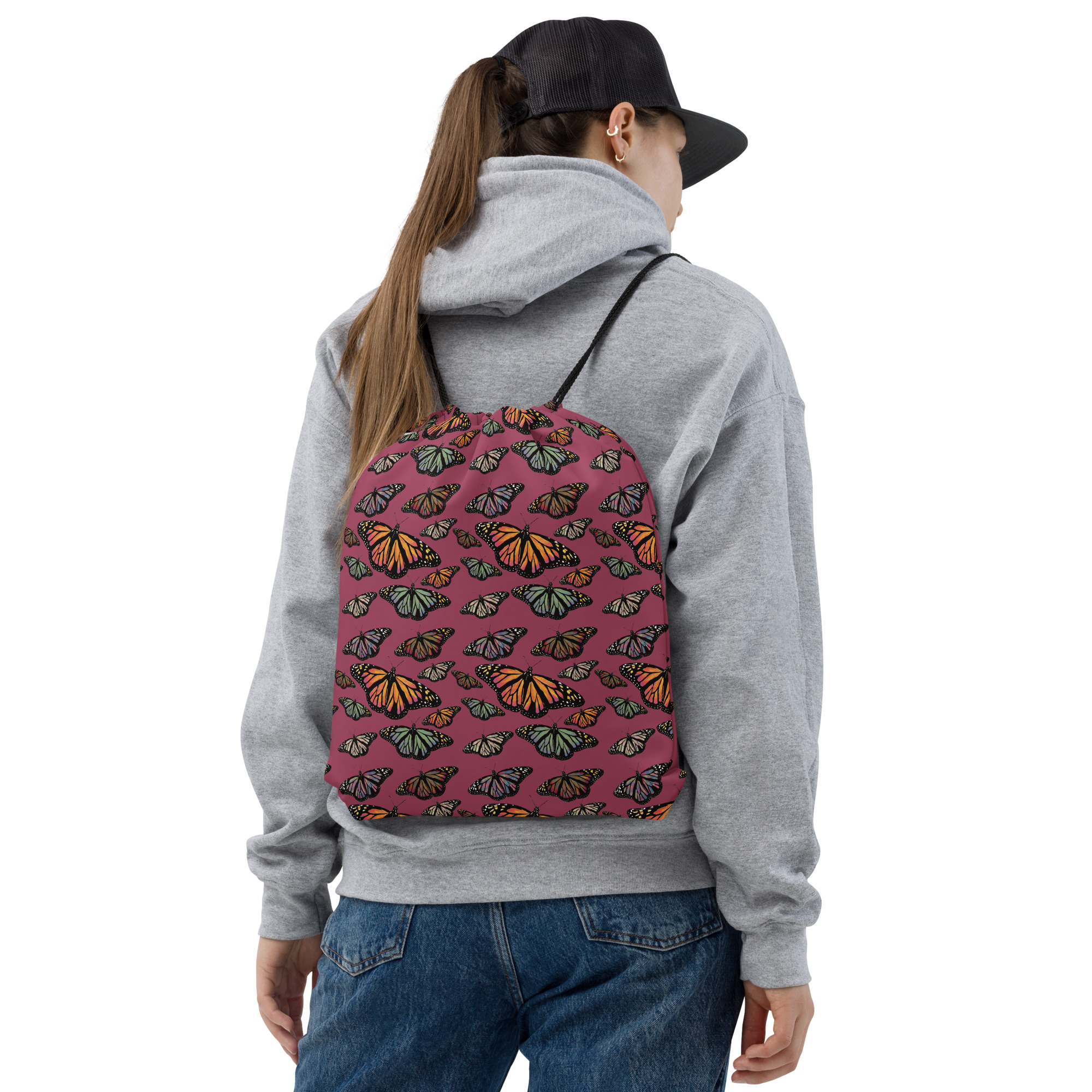 Colorful Butterfly Drawstring bag - Image 2