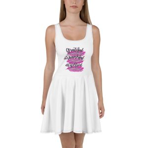 Grateful Thankful Blessed Pink Skater Dress