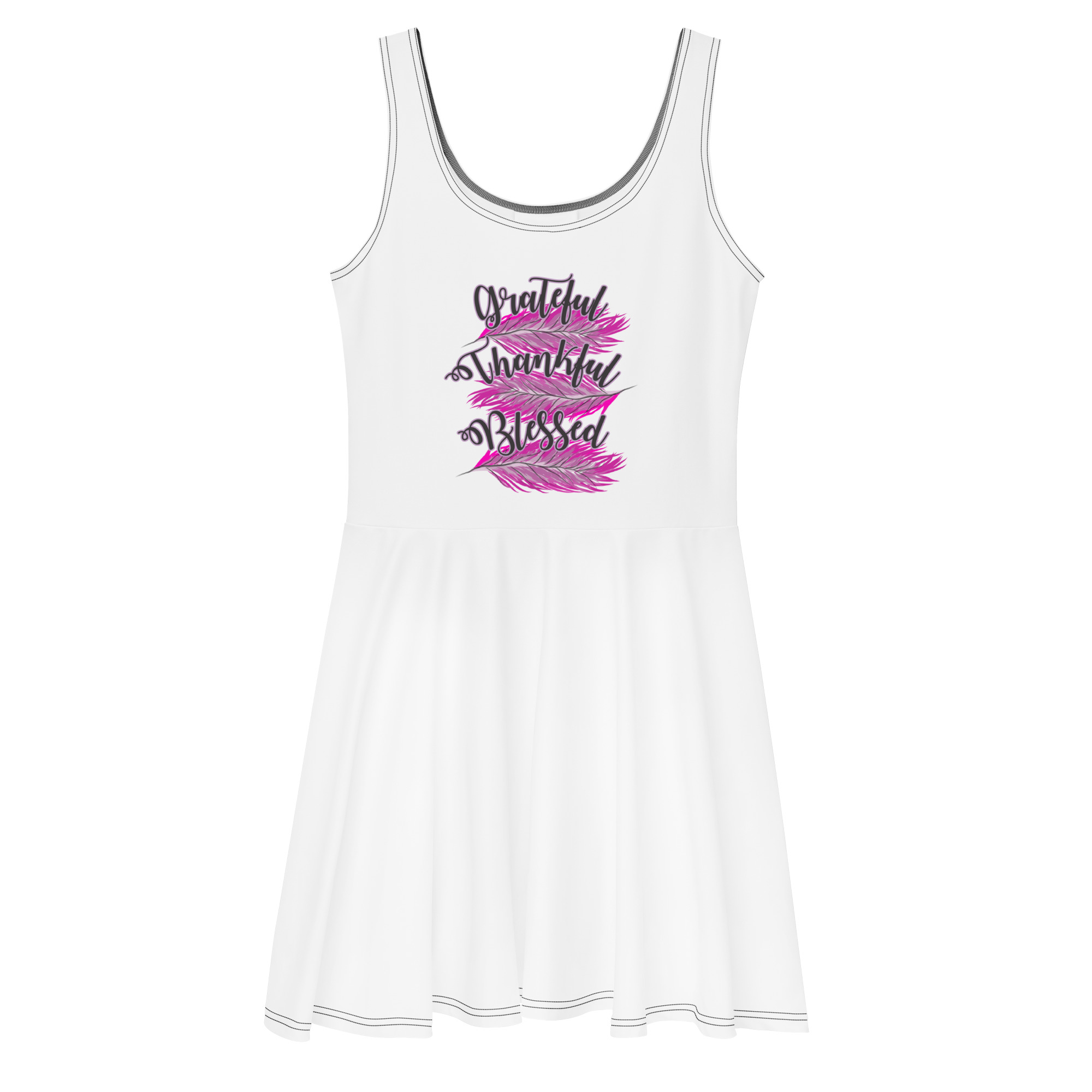 Grateful Thankful Blessed Pink Skater Dress - Image 2