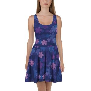 Midnight Retro Floral Pattern Skater Dress