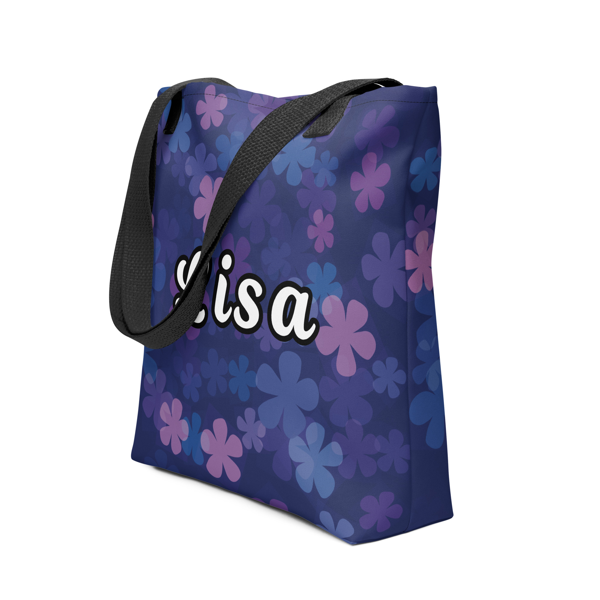 Personalized Midnight Retro Floral Pattern Tote bag - Image 2