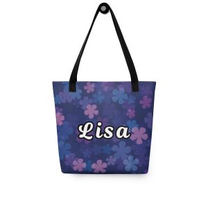 Personalized Midnight Retro Floral Pattern Tote bag