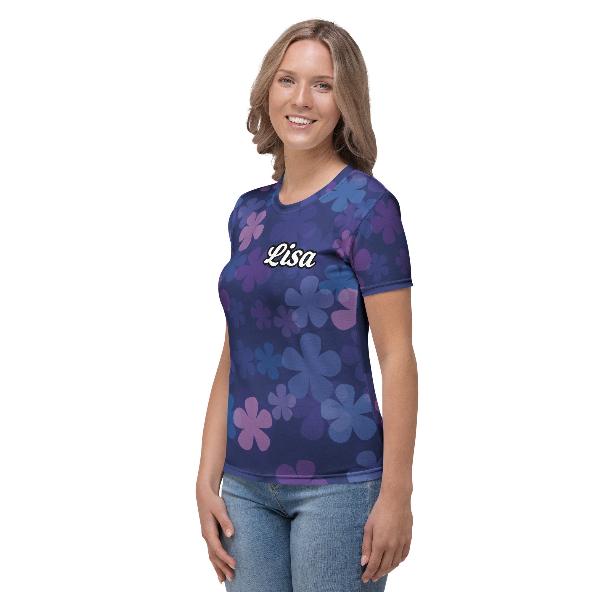 Midnight Retro Floral Pattern Women's T-shirt - Image 5