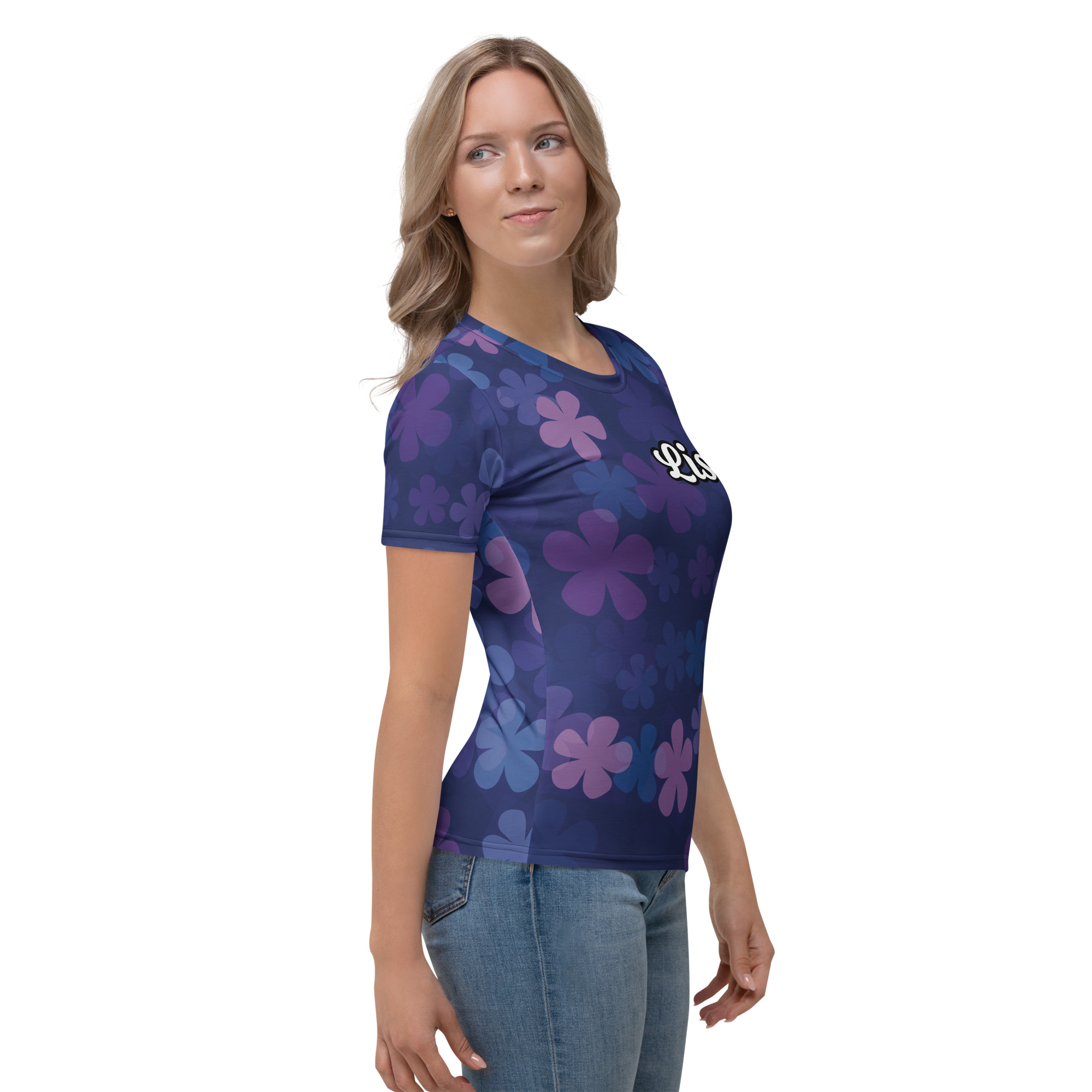 Midnight Retro Floral Pattern Women's T-shirt - Image 6