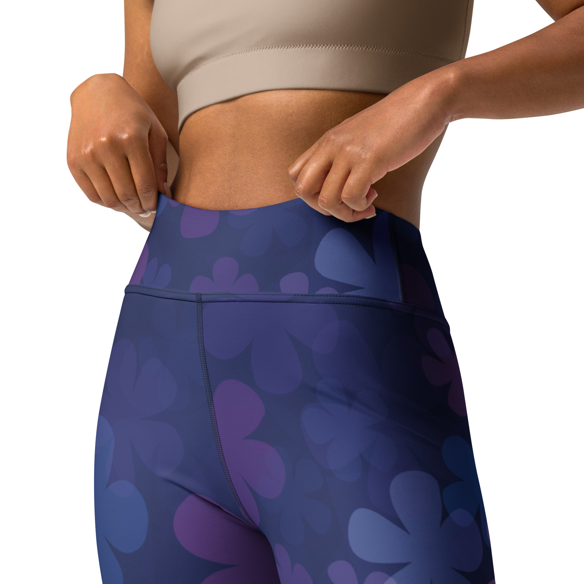 Midnight Retro Floral Pattern Yoga Leggings - Image 8