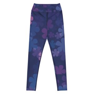 Midnight Retro Floral Pattern Yoga Leggings