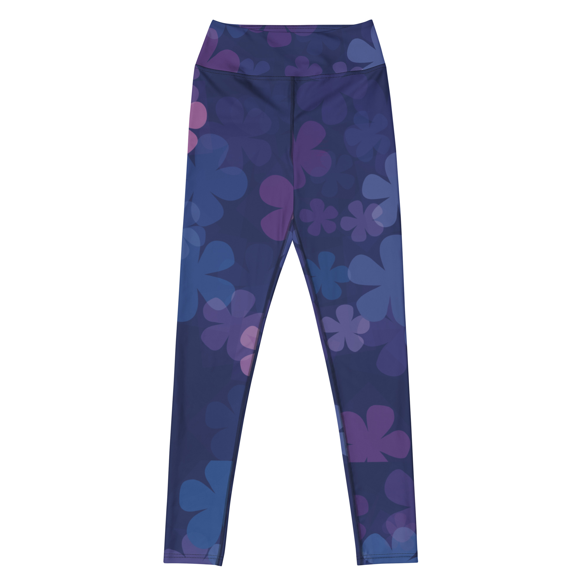 Midnight Retro Floral Pattern Yoga Leggings - Image 2
