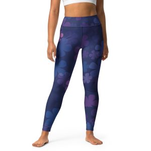 Midnight Retro Floral Pattern Yoga Leggings