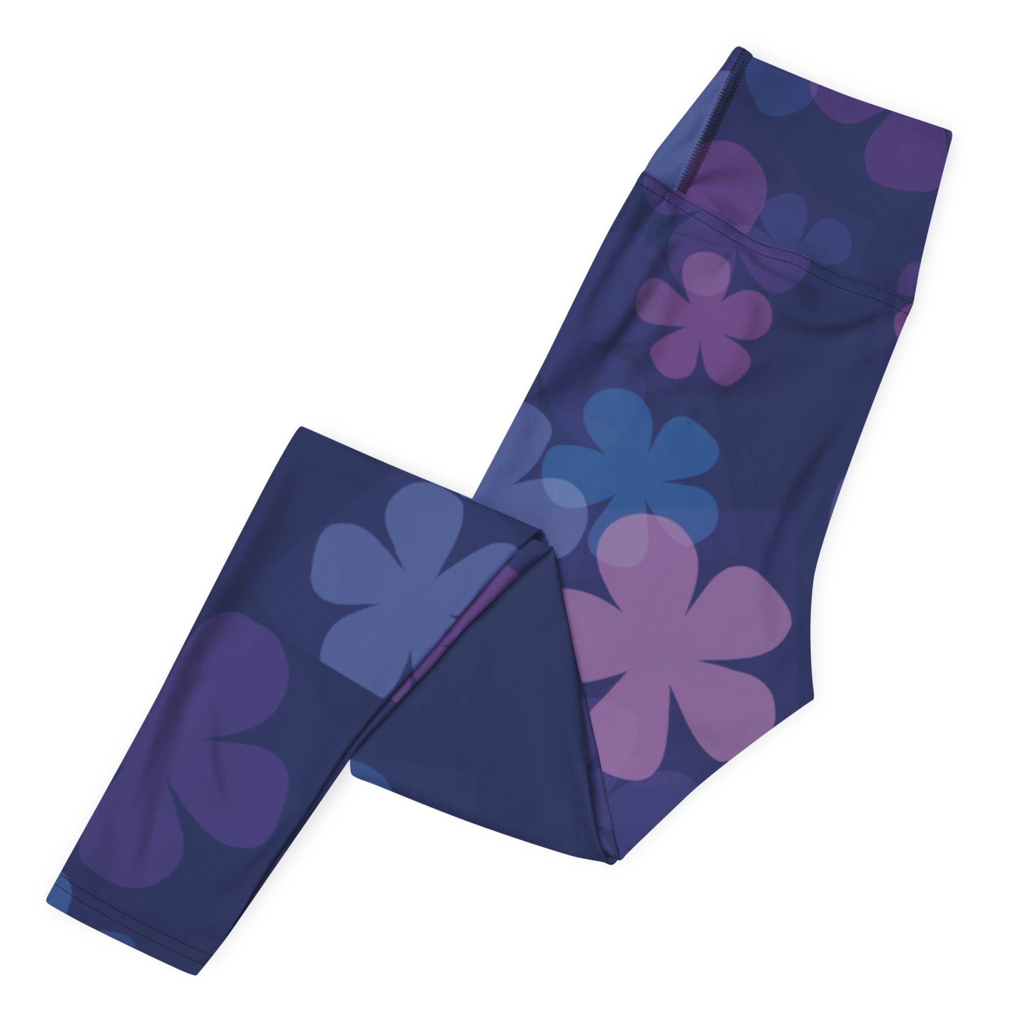 Midnight Retro Floral Pattern Yoga Leggings - Image 5