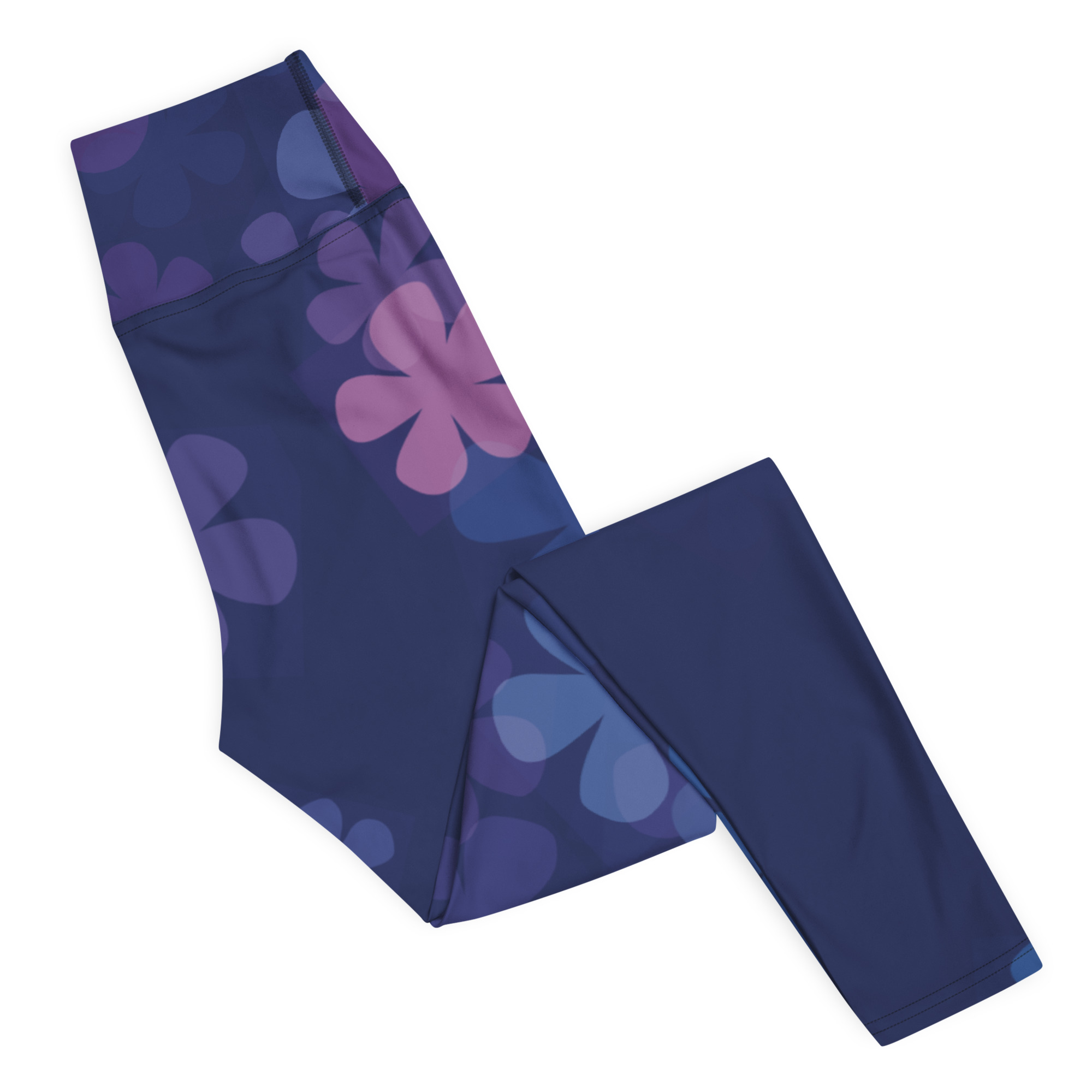 Midnight Retro Floral Pattern Yoga Leggings - Image 7