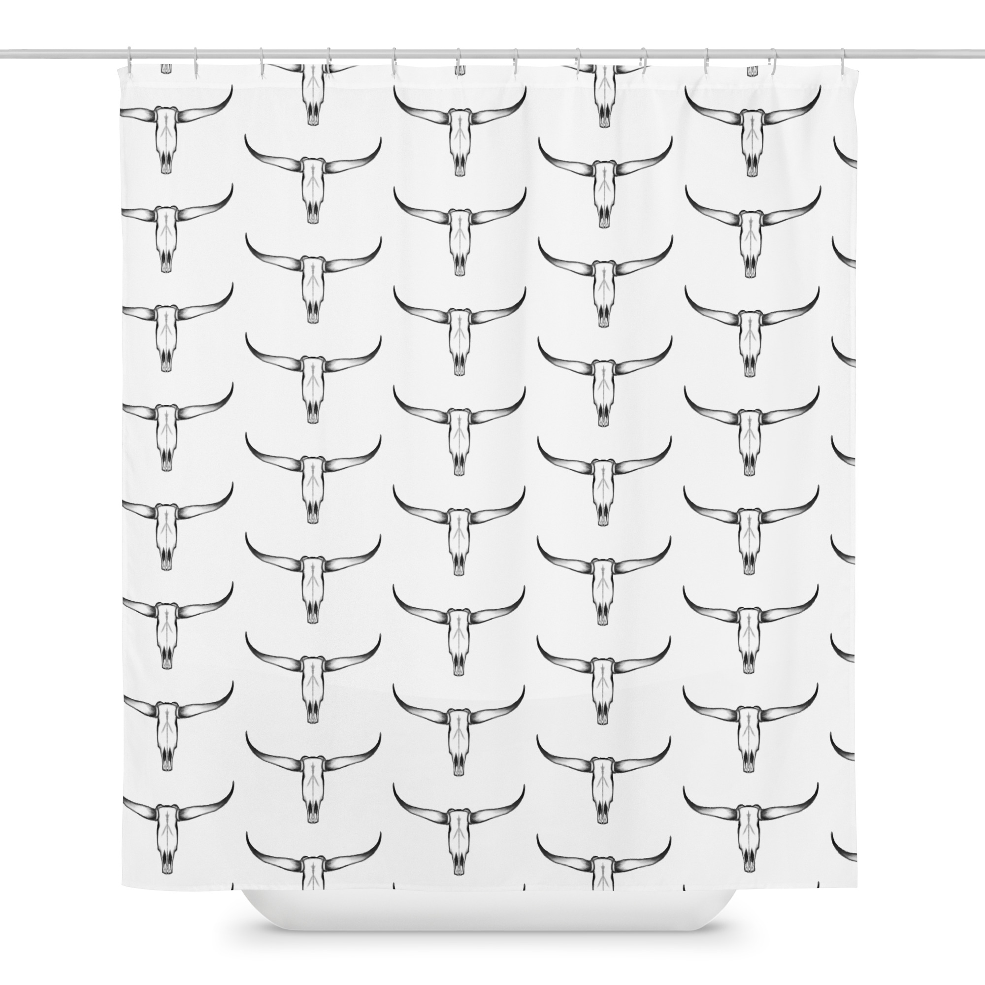 Texas Longhorn Skull Basic Shower curtain - Image 4