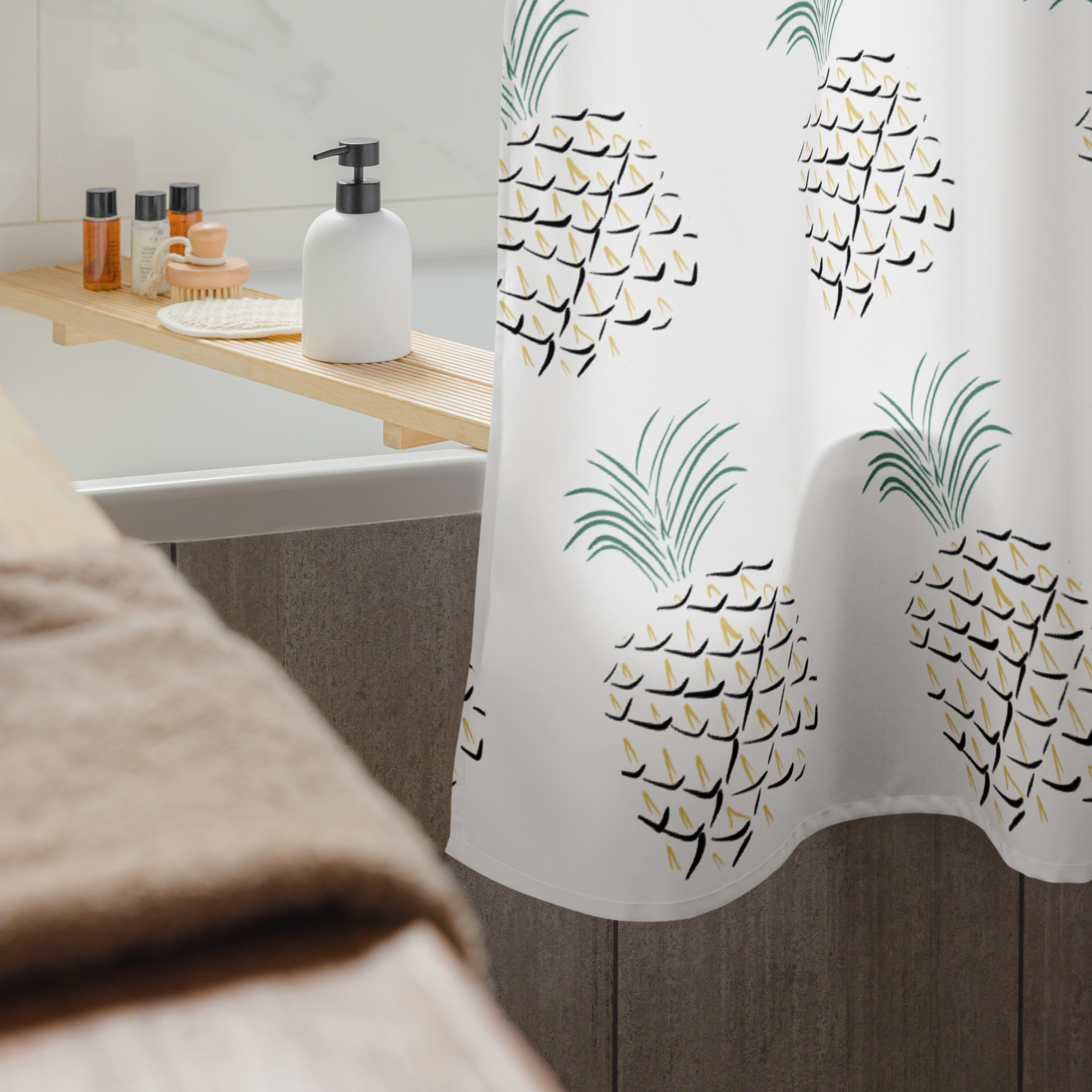 Pineapple Abstract Art Shower curtain - Image 6
