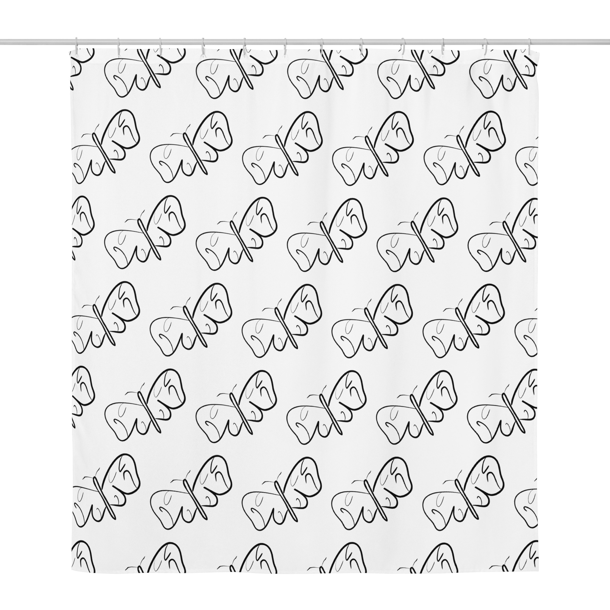 Black and White Butterfly Shower curtain - Image 2