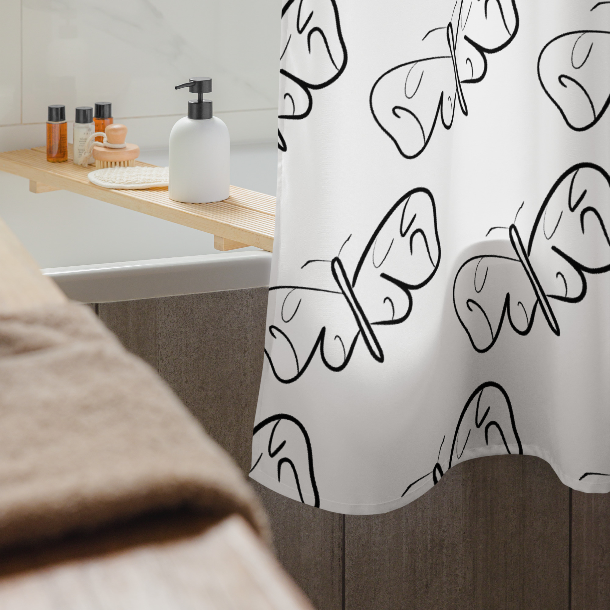Black and White Butterfly Shower curtain - Image 6