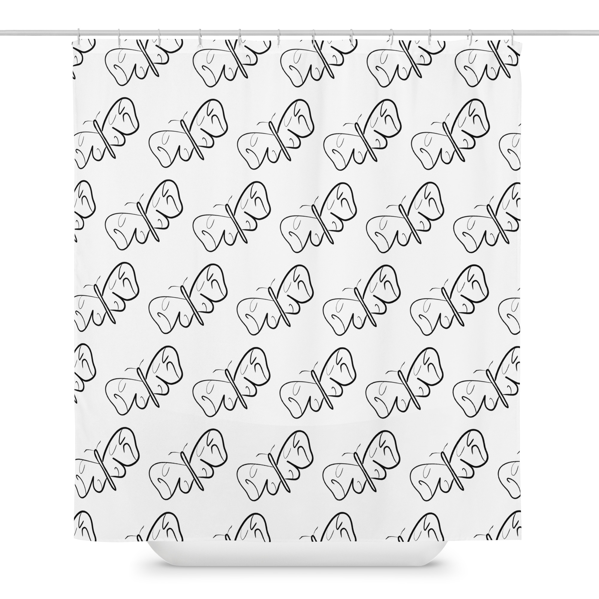 Black and White Butterfly Shower curtain - Image 4