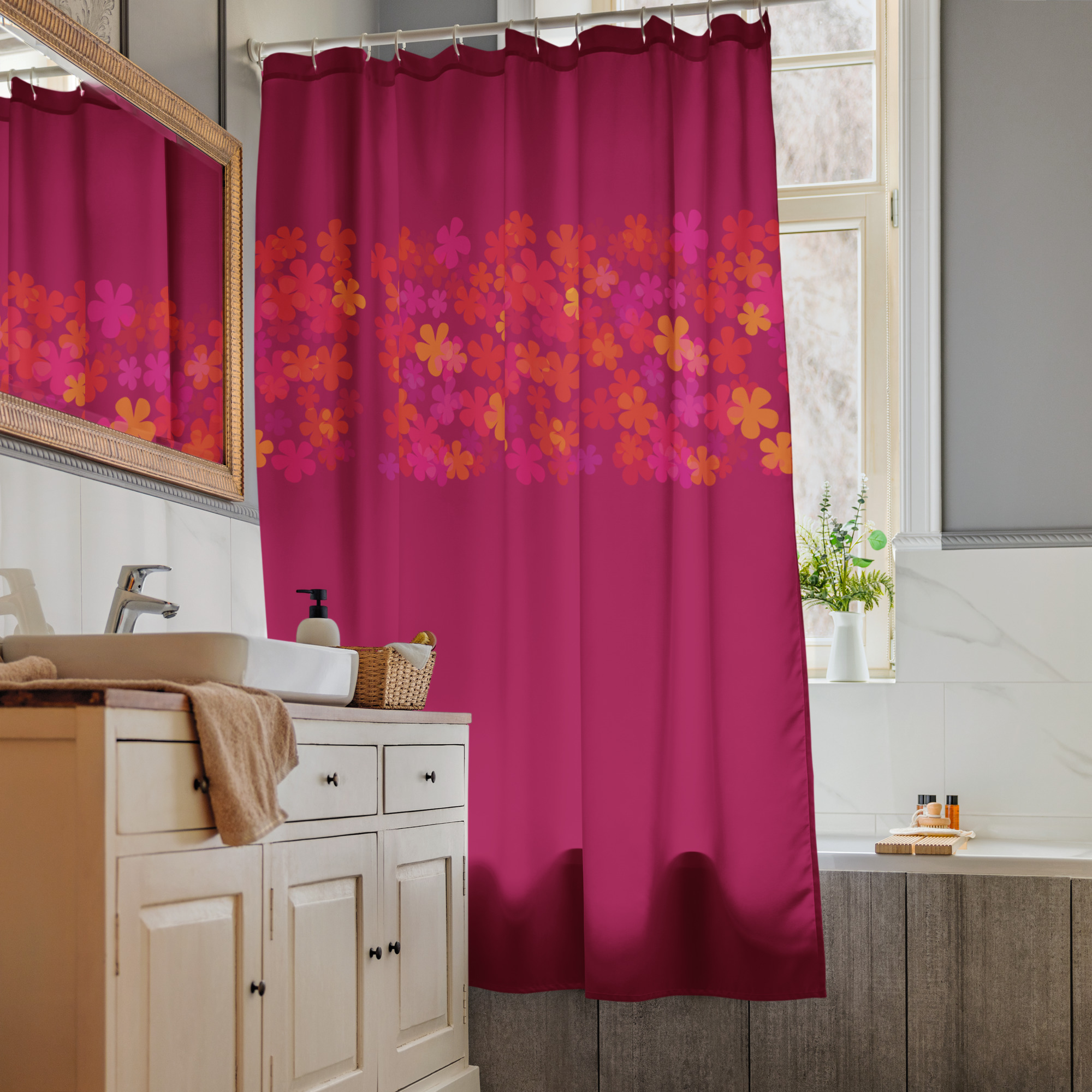 Retro Floral Shower curtain - Image 5