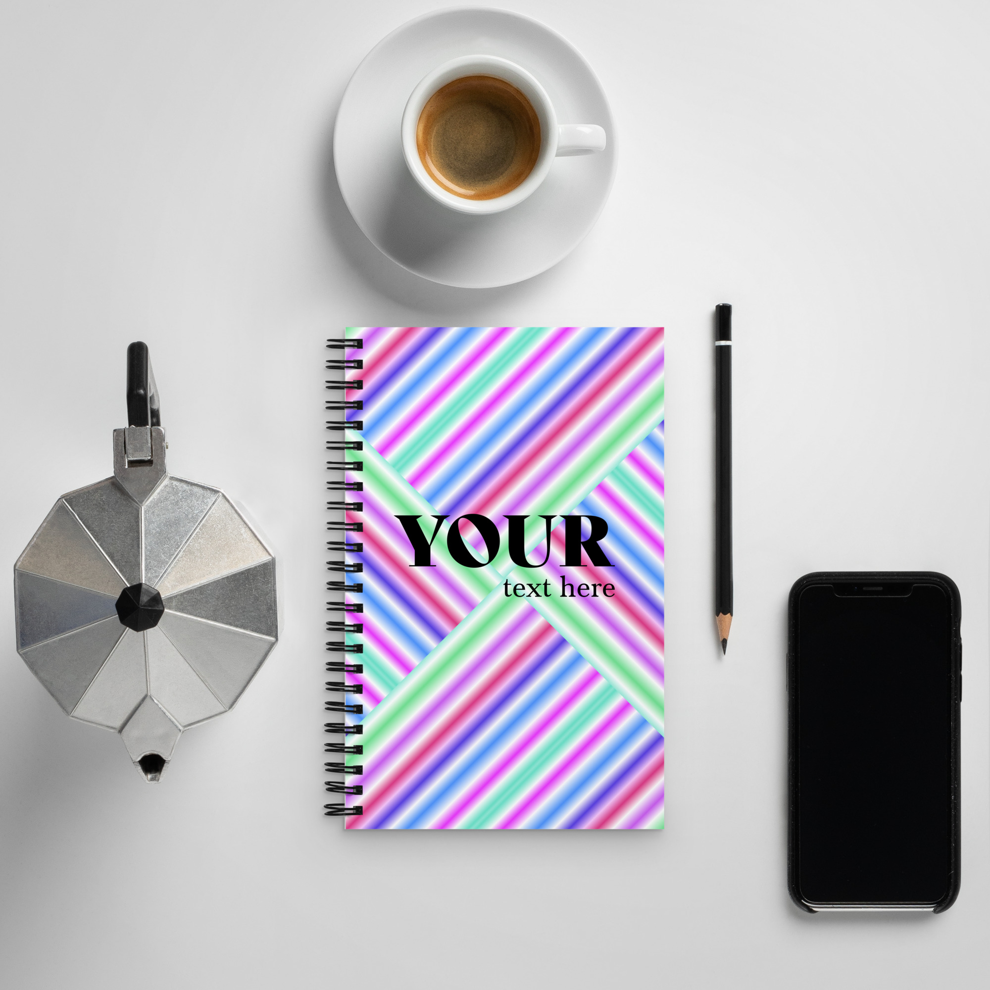 Green Red Blue Purple Striped Spiral Dotted Line Notebook - Image 4