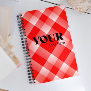 Red Plaid Spiral Dotted Line Notebook