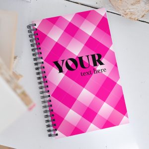 Pink Plaid Spiral Dotted Line Notebook
