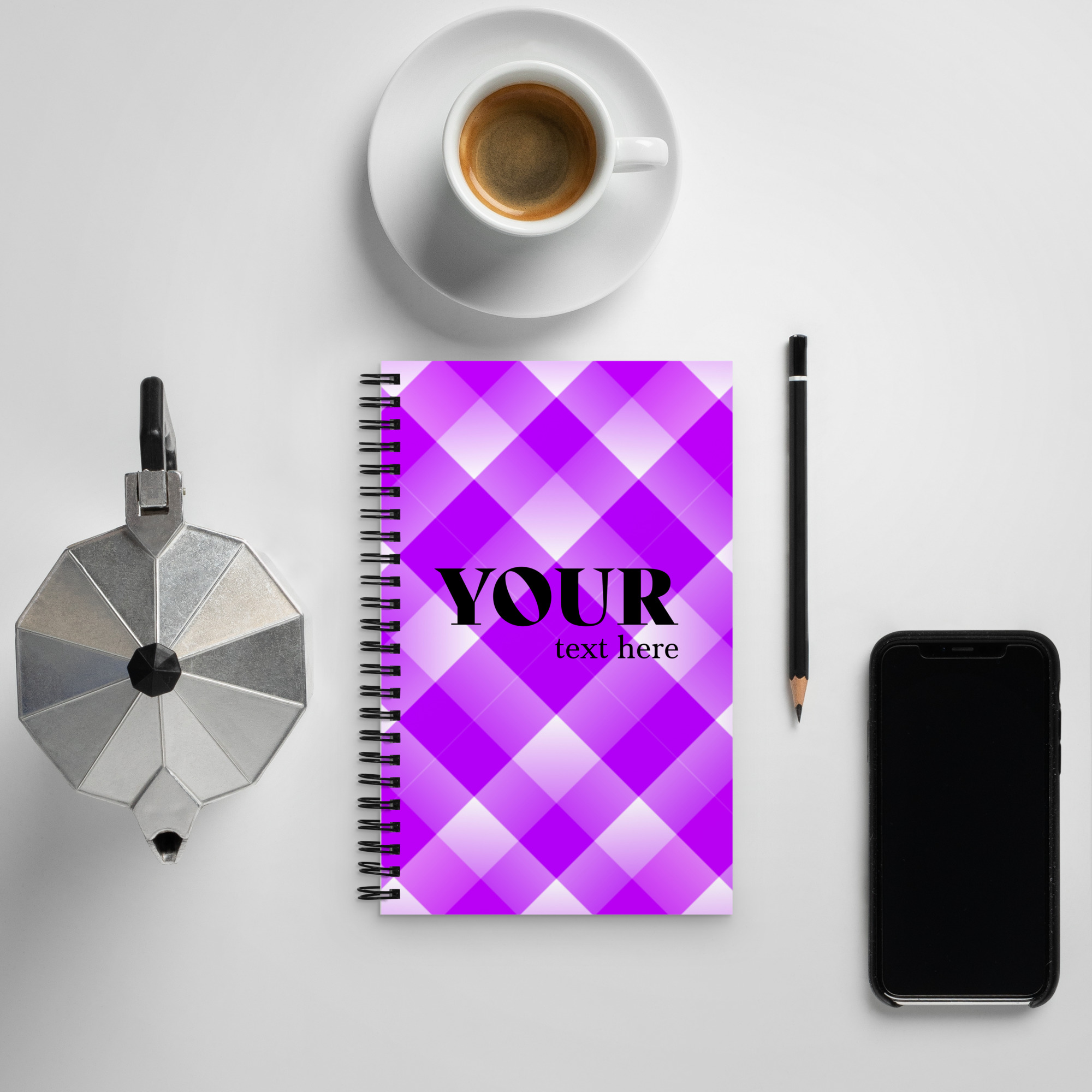 Purple Plaid Spiral Dotted Line Notebook - Image 4