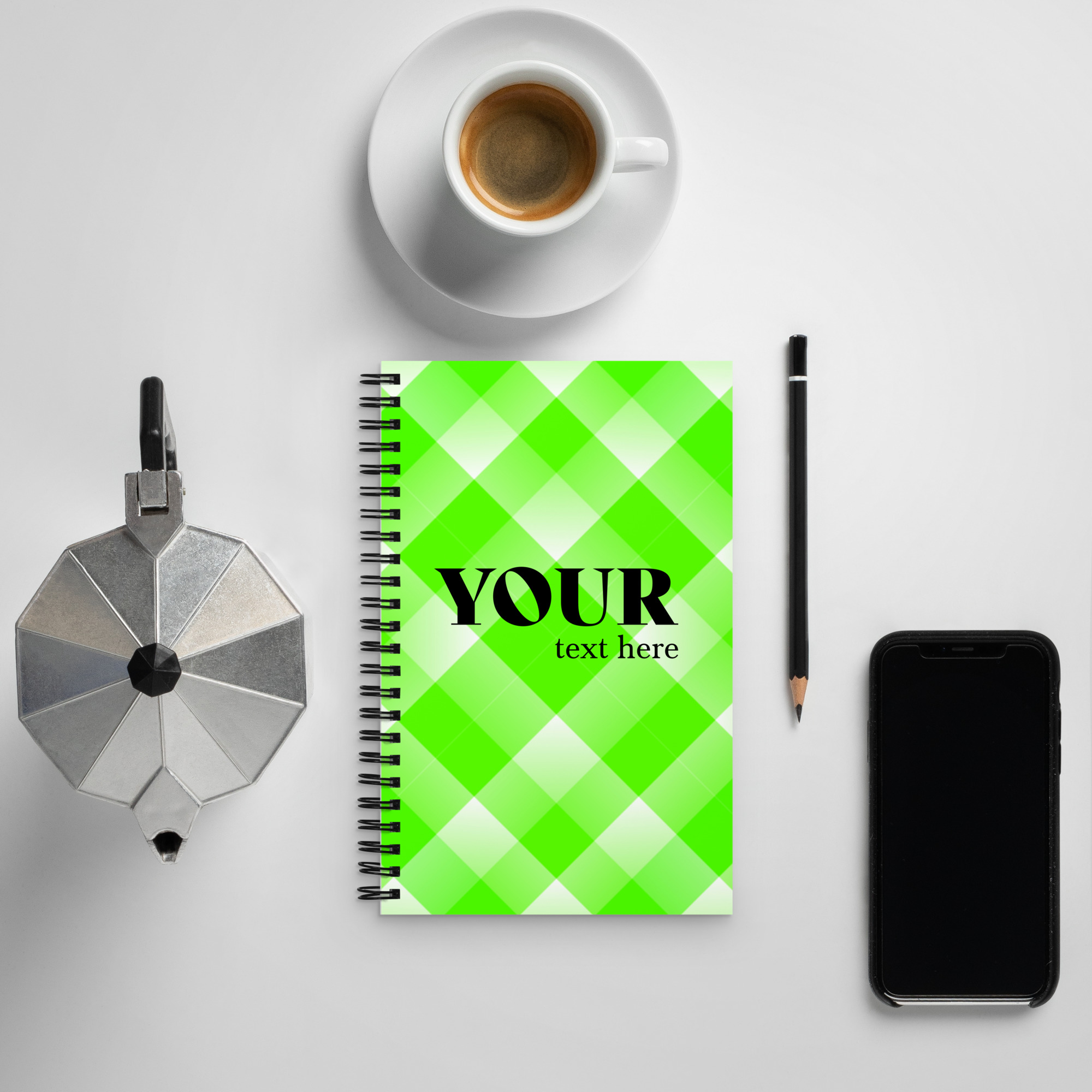 Green Plaid Spiral Dotted Line Notebook - Image 4