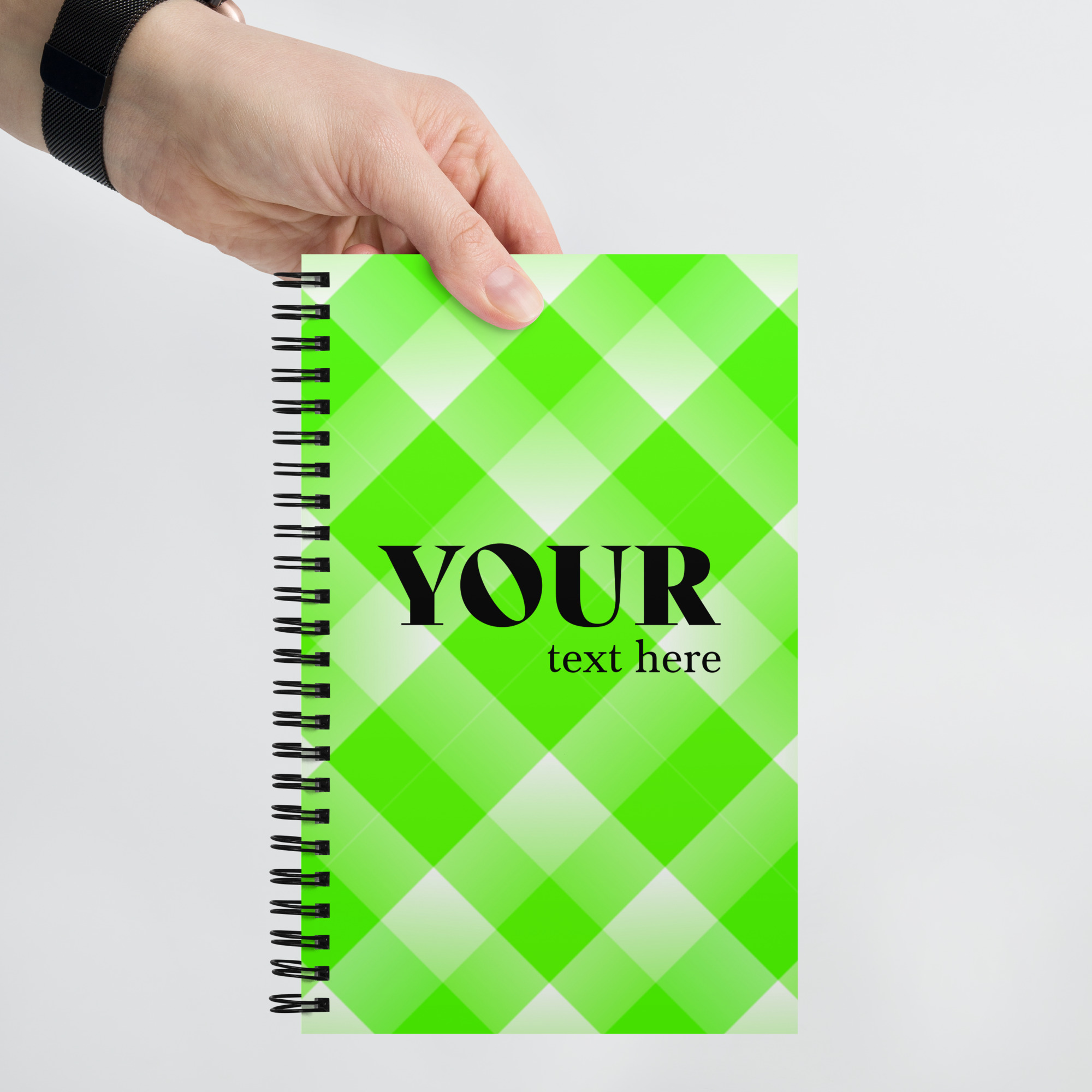 Green Plaid Spiral Dotted Line Notebook - Image 6