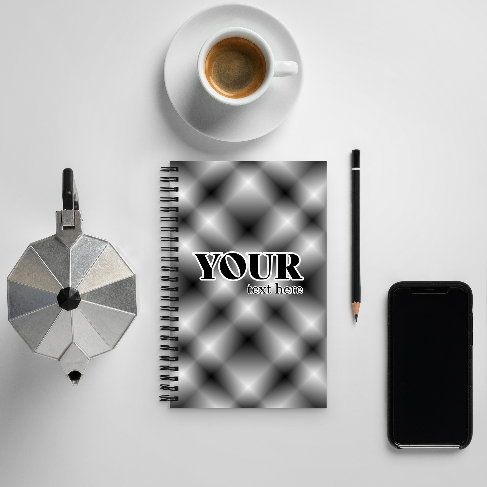 Black Plaid Spiral Dotted Line Notebook - Image 4