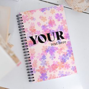 Pink Purple Flowers Spiral Dotted Line notebook