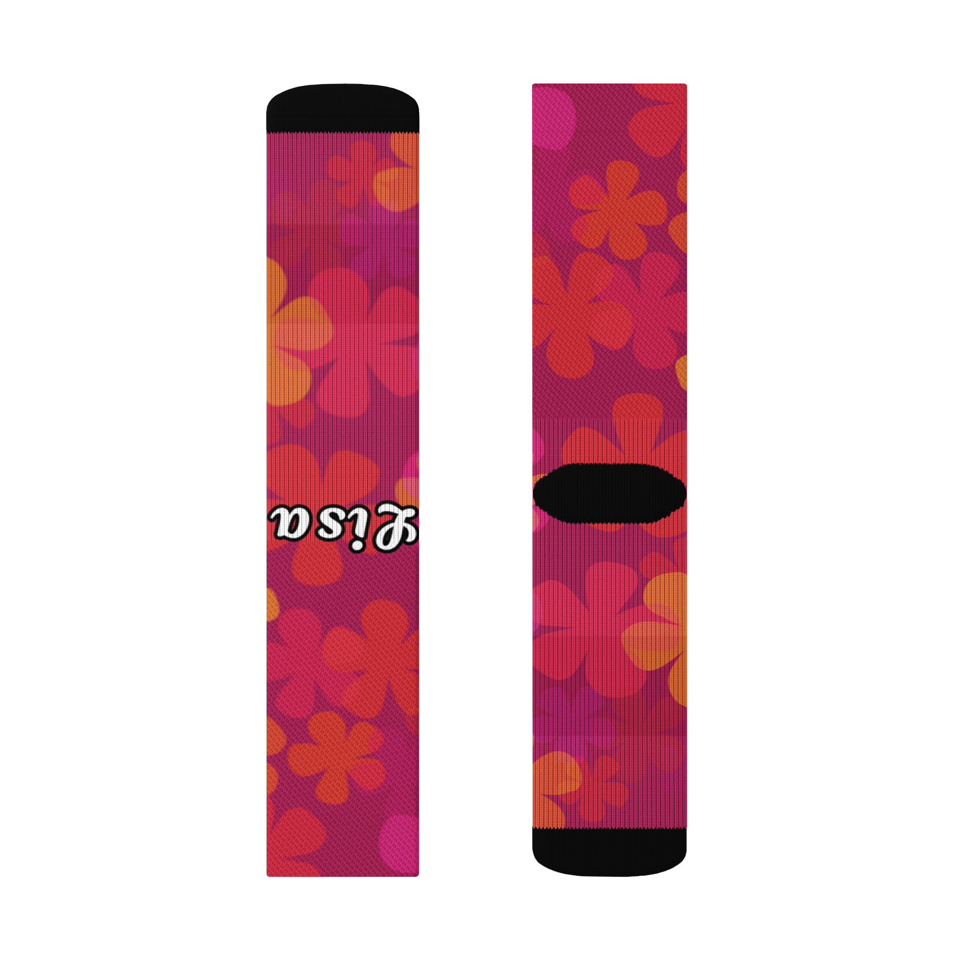 Custom Name Retro Floral Crew socks - Image 5