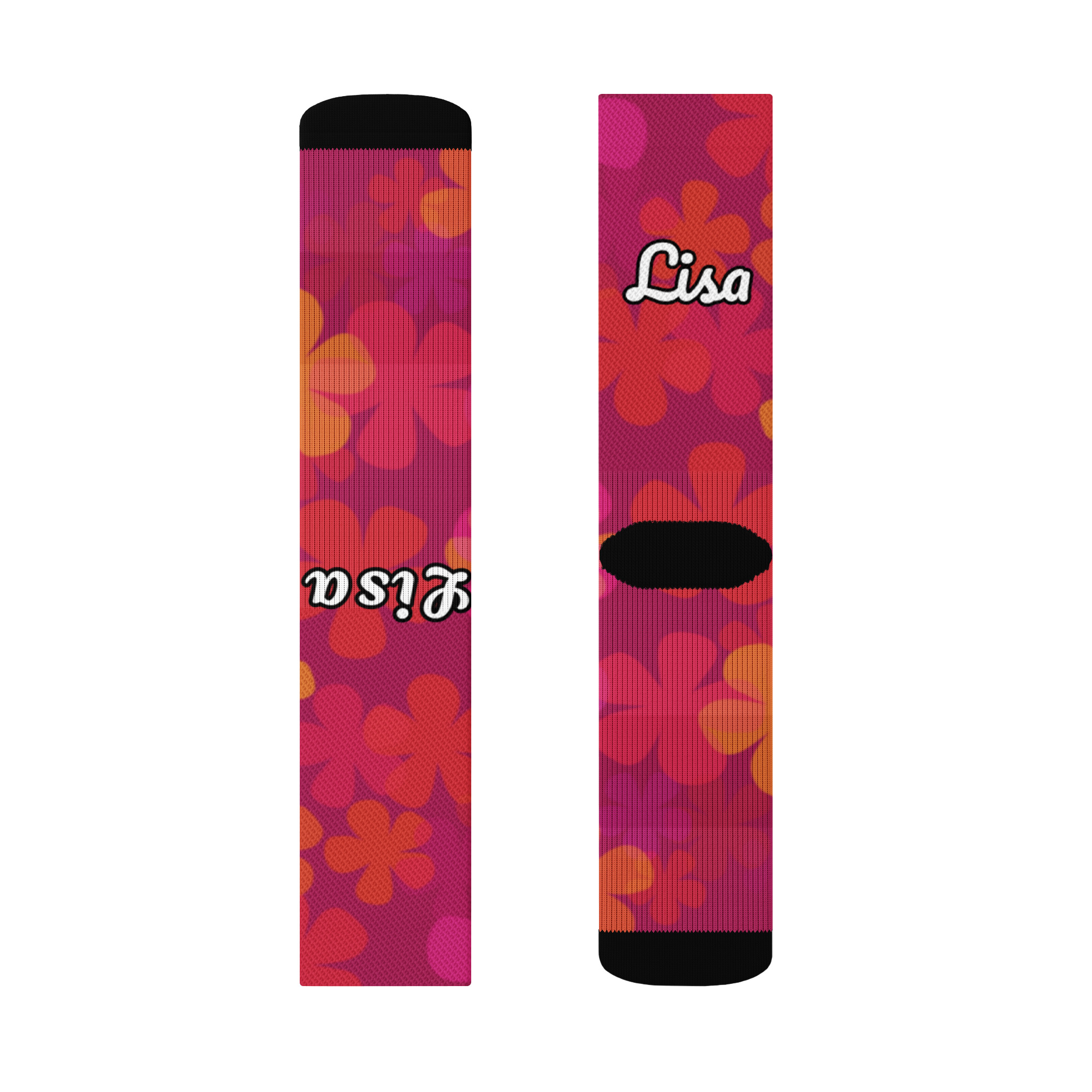 Custom Name Retro Floral Crew socks - Image 6