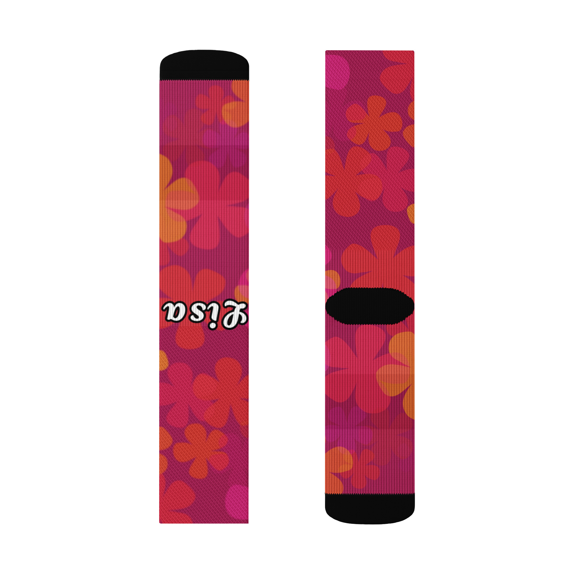 Custom Name Retro Floral Crew socks - Image 3