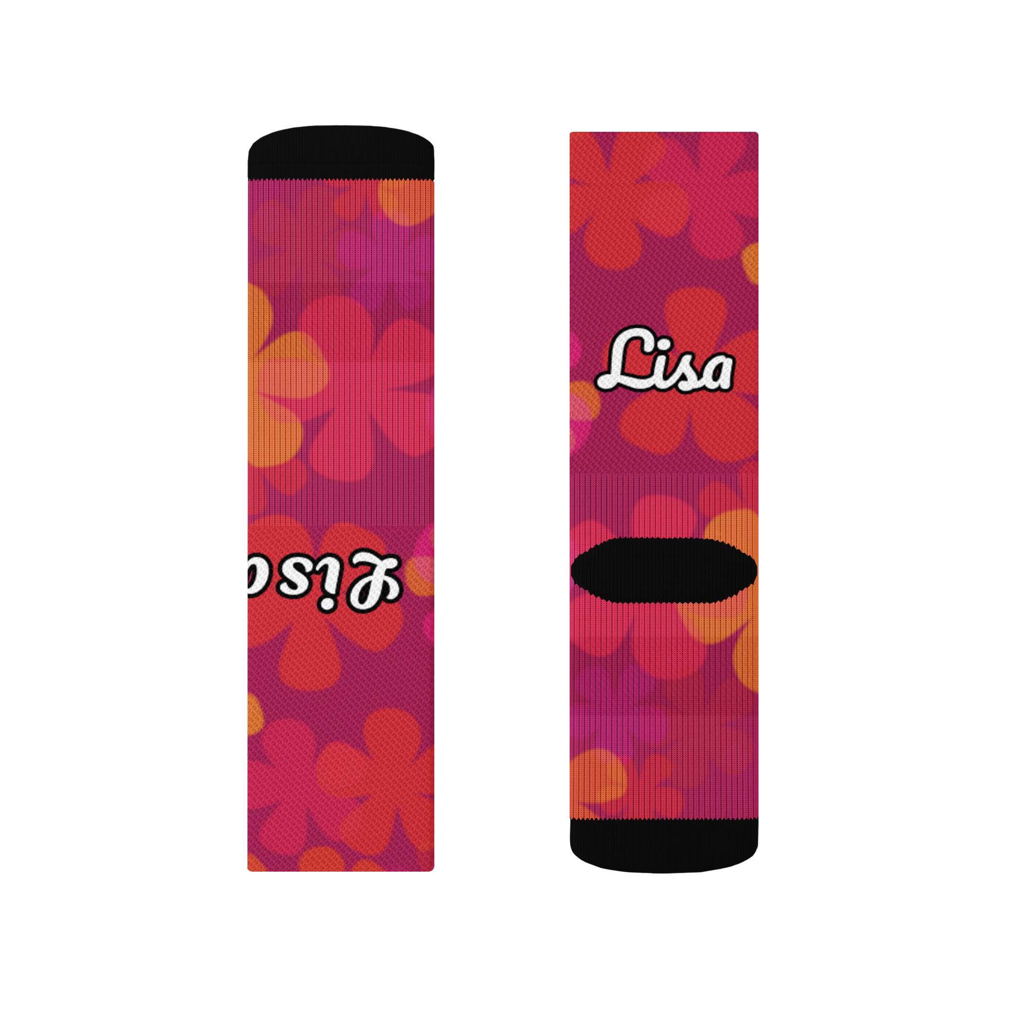 Custom Name Retro Floral Crew socks - Image 2