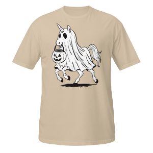 Unicorn Black and White Halloween Pumpkin Short-Sleeve Unisex T-Shirt