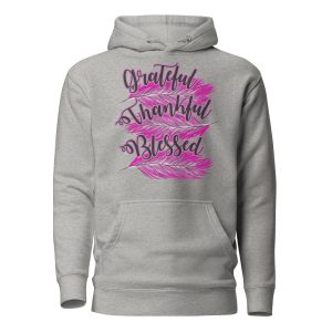 Grateful Thankful Blessed Pink Feathers Unisex Hoodie